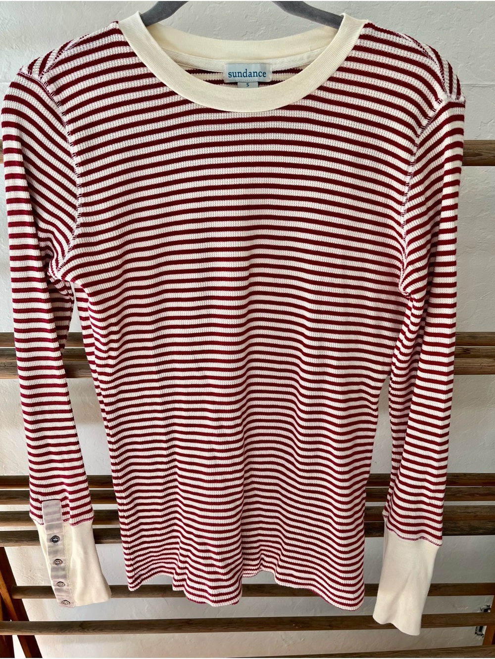 Sundance Red and Cream Striped Crewneck Top